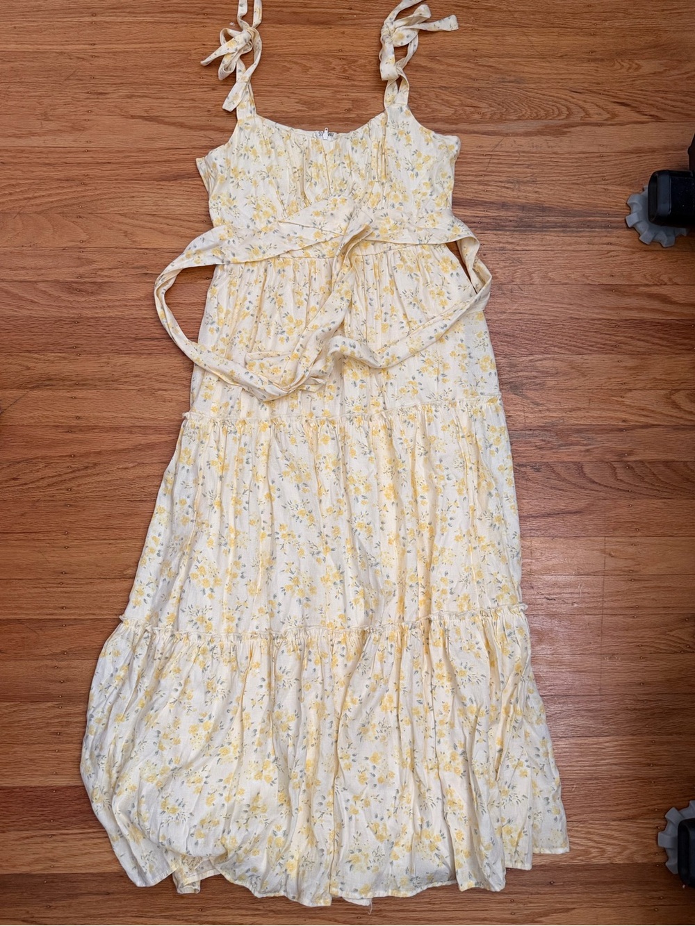Yellow Floral Tie-Strap Sundress